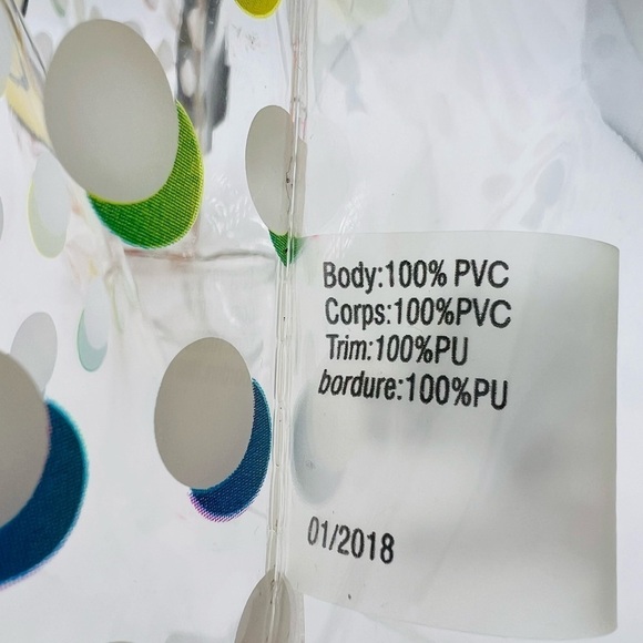 PINK  CLEAR COSMETIC BEACH BAG WITH A HAPPY FACE AND POLKADOTS MADE PVC PLASTIC - Picture 11 of 14